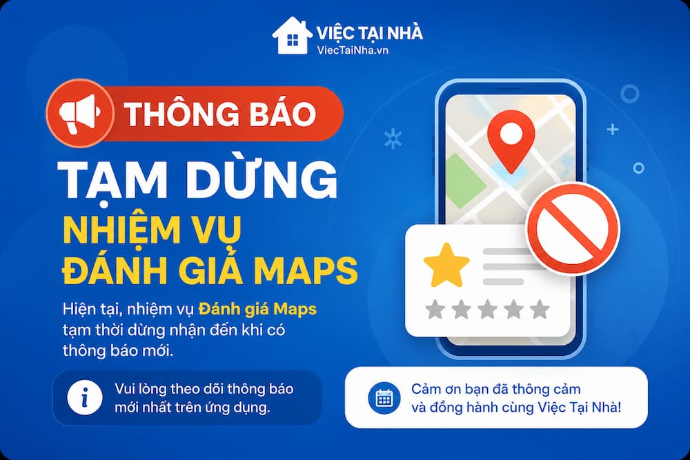 Thông báo tạm dừng nhiệm vụ đánh giá Maps